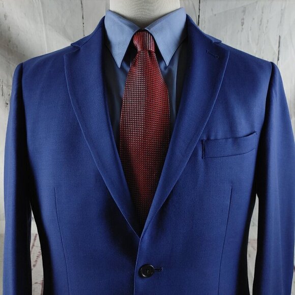 Jos A Bank 1905 The New Tradition Custom Made 41L Wool 2 Button Blue Suit Blazer - Picture 2 of 13